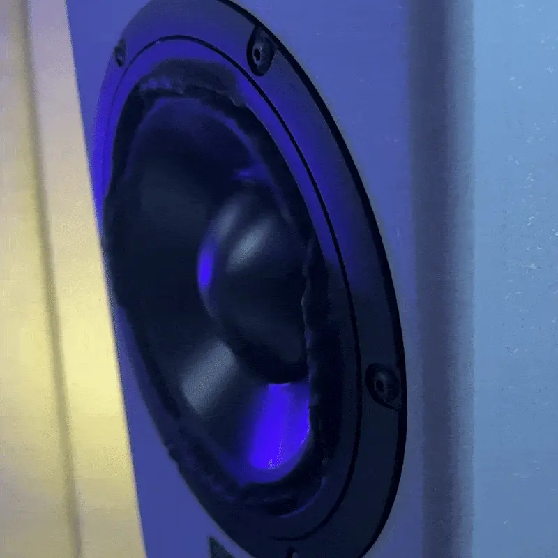 50hz tone filmed at 240fps, and played at 1/10th speed. Notice how fast the woofer stops!